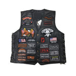 Genuine Leather Motorcycle Vest Men Punk Retro Classic Style