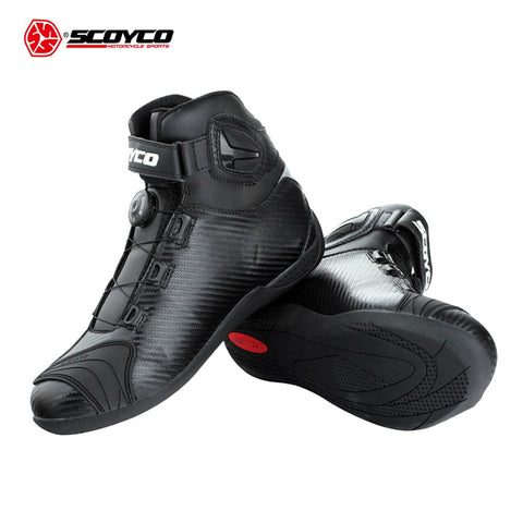 Motorcycle Boots Leather Motocross Boots Men Moto Riding Boots Shoes With PP Shell Protection