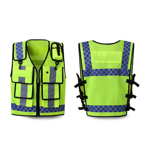 Motorcycle Reflective Vest with Pockets High Visibility Breathable Adjustable Safety Gear for Cycling