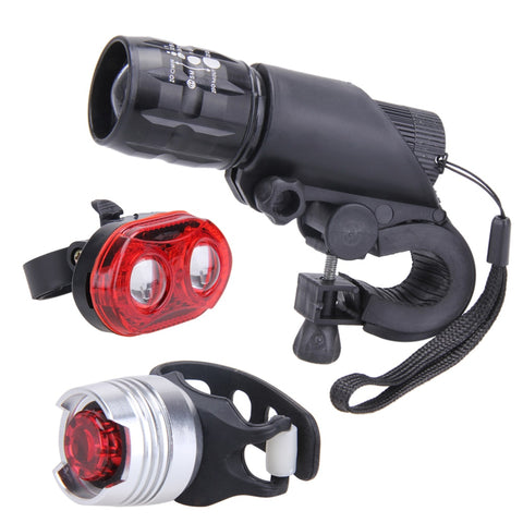 Portable Bike LED Lights Combination With Bike Helmet Quick Release Mounts Light+ Front Headlight+Back Rear Tail Lamp Lights